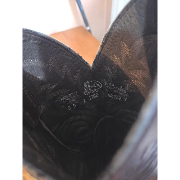 Justin Iguana Lizard And Leather Womens Cowboy Boots Chocolate Size 8B Roundtoe - Picture 6 of 7